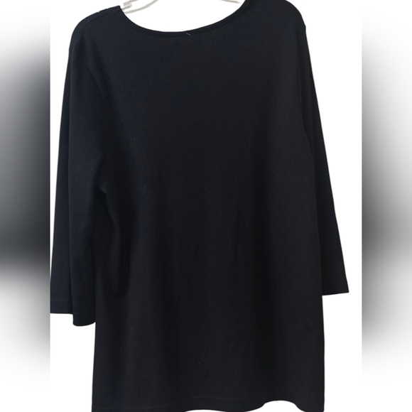 NWT Quacker Factory 3/4 Sleeve V-neck Black Tunic Size L - Picture 2 of 7